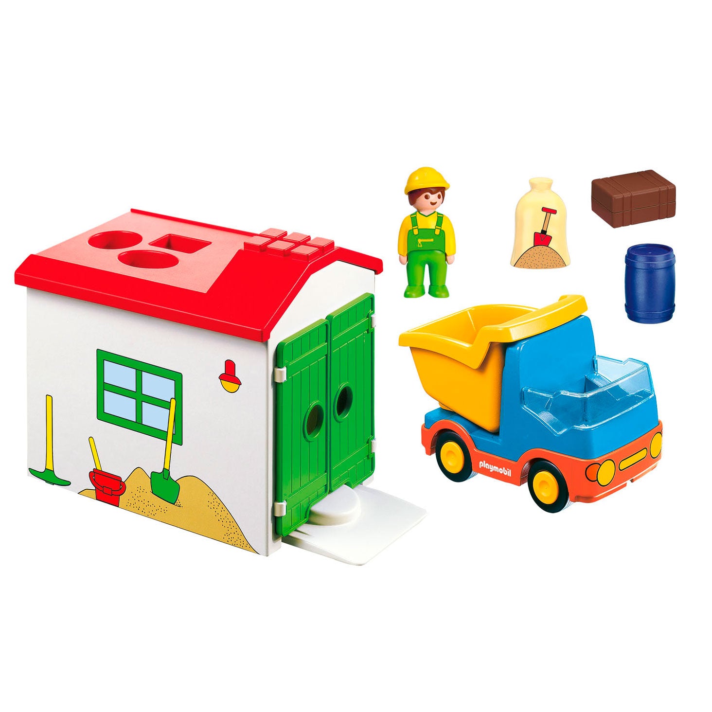 Playmobil 1.2.3. Werkman mit Sorting Garage 70184