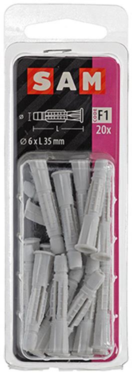 Mack 1017886 - Universalstecker mit Kragen Polyethylen.20 Stück 6 x 35 mm | 5 Stück