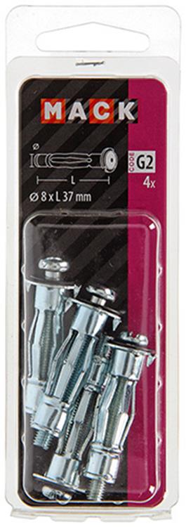 Mack 1017890 - Metall-Hohlwanddübel verzinkt 4 Stück 8 x37 mm | 10 Stück