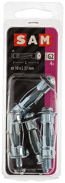 Mack 1017891 - Metall-Hohlwanddübel verzinkt 4 Stück 10 x 37 mm | 5 Stück