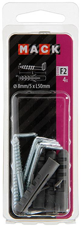 Mack 1017901 - Dübel + Daumenschraube Polyeth 4 Stück 8mm 5x50mm | 5 Stück