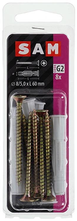Mack 1017904 – Universalstecker + Schraube Polyeth8 Stk. 8 mm 5,0 x 60 mm | 5 Stück