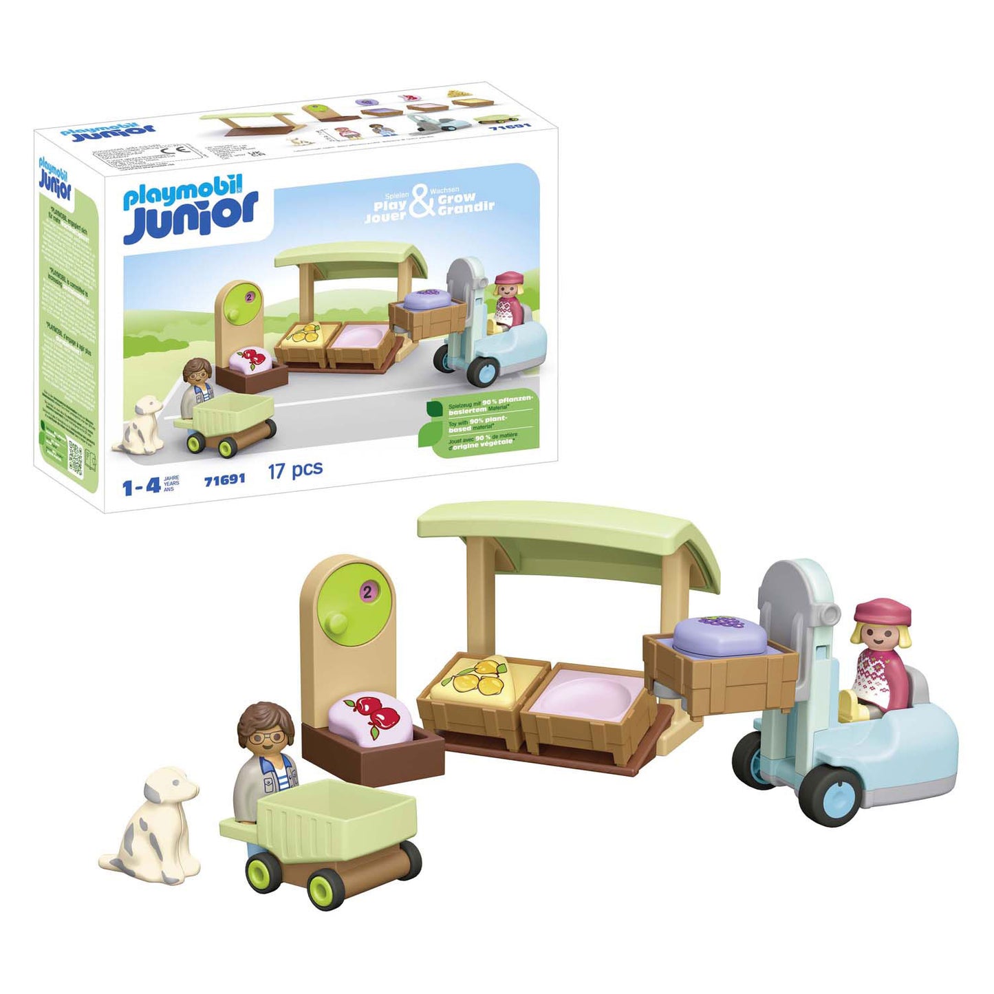 Playmobil 1.2.3. Bio -Marktstand und Gabelstapler 71691