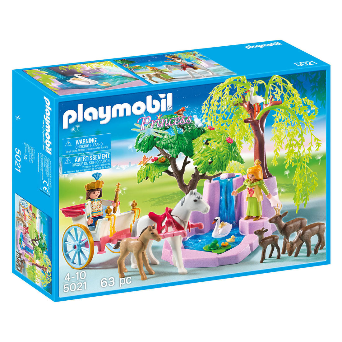 Playmobil Prince und Prinzessin mit Wagen und Wasserfall 5021