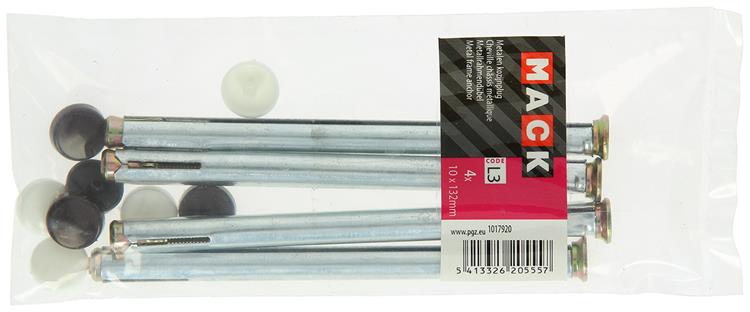 Mack 1017920 - Metallrahmendübel verzinkter Stahl 4 Stück 10 x 130 mm | 5 Stück