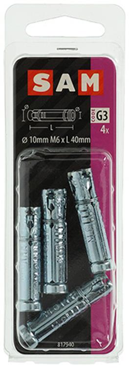 Mack 1019955 - Keilbolzenhülse verzinkt 4 Stück M6 x 40 mm | 10 Stück