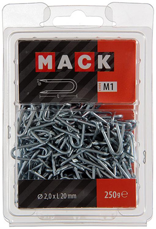 Mack 1017952 – Klammerstahl verzinkt 250 g 2,0 x 20 mm | 5 Stück