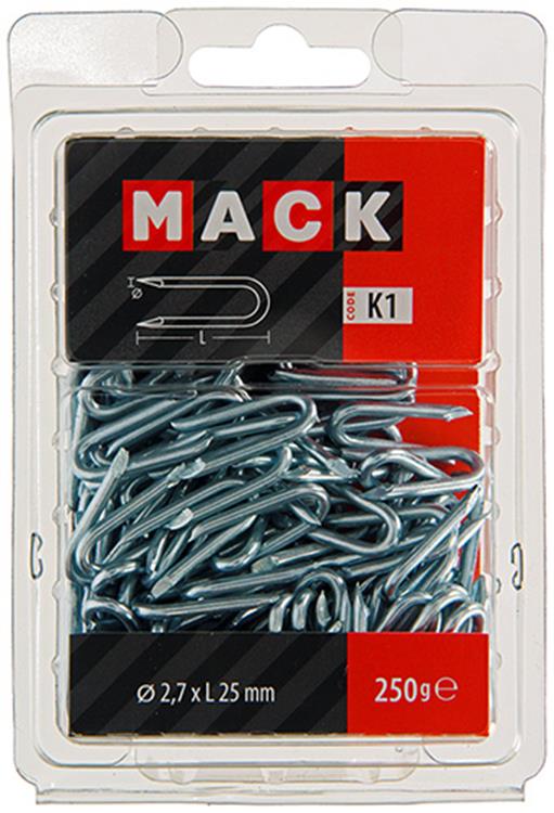 Mack 1017953 – Klammerstahl verzinkt 250 g 2,7 x 25 mm | 5 Stück