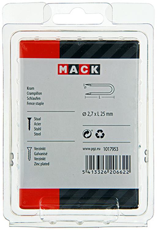 Mack 1017953 – Klammerstahl verzinkt 250 g 2,7 x 25 mm | 5 Stück
