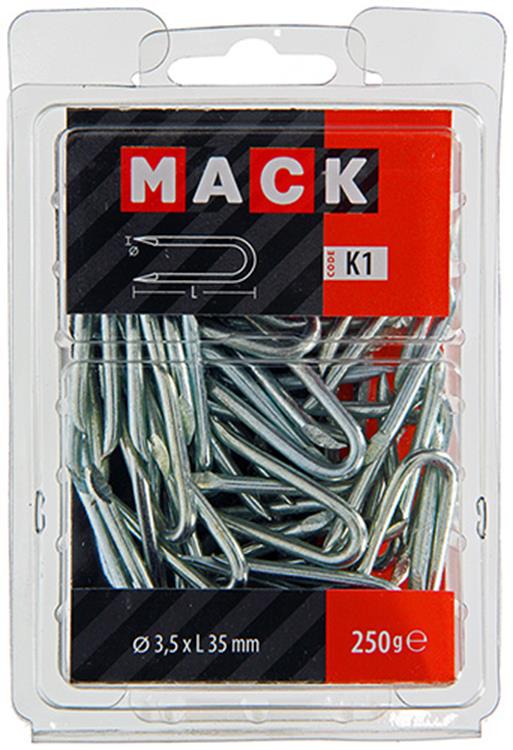 Mack 1017955 – Klammerstahl verzinkt 250 g 3,5 x 35 mm | 5 Stück