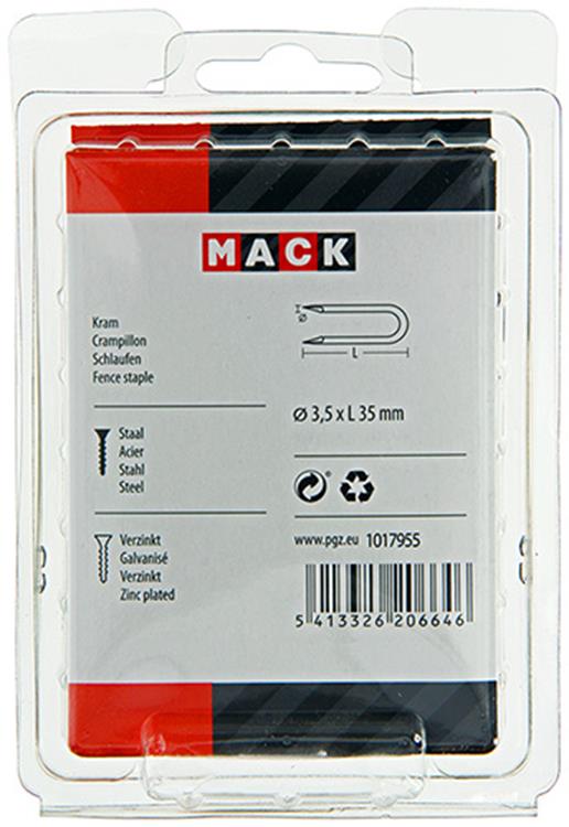 Mack 1017955 – Klammerstahl verzinkt 250 g 3,5 x 35 mm | 5 Stück