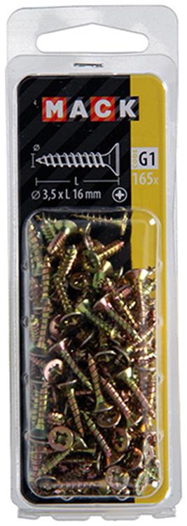 Mack 1017962 - Spanplattenschraube mit Kopf gelb verzinkt 165 Stück 3,5 x 16 mm | 5 Stück