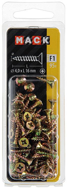 Mack 1017968 – Spanplattenschraube mit Kopf gelb beschichtet. 95 Stück 4,0 x 16 mm | 5 Stück