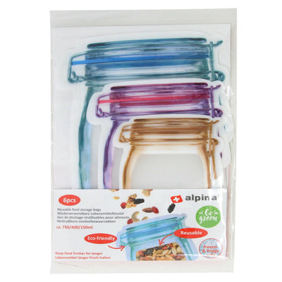 Lifetime Cooking wiederverwendbare Lebensmittelaufbewahrungsbeutel, 6er-Set