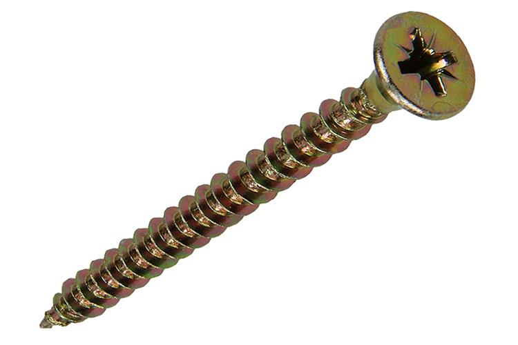 Mack 1017988 - chipboard screw with head yellow plated. 25 Stück 5,0 x 50 mm | 5 Stück