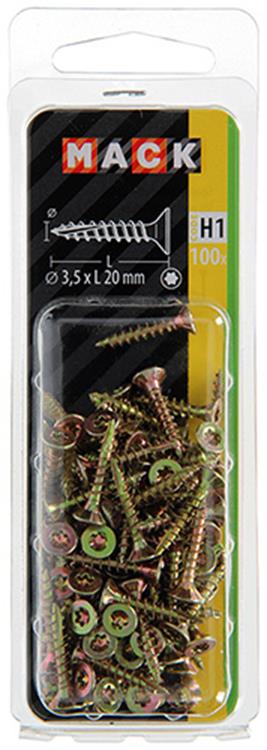 Mack 1018003 - spanienplschr.vzkop-selbstmontage gelb sat.100 Stück 3,5 x 20 mm | 5 Stück