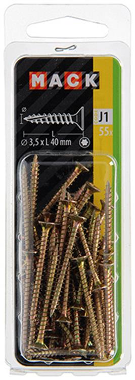 Mack 1018007 - spanienplschr.vzkop-selbstmontage gelb plattiert 55 Stück 3,5 x 40 mm | 5 Stück