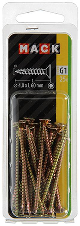 Mack 1018014 - spanienplschr.vzkop-selbstmontage gelb plattiert 25 Stück 4,0 x 60 mm | 5 Stück