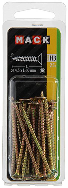 Mack 1018019 - spanienplschr.vzkop-selbstmontage gelb plattiert 25 Stück 4,5 x 60 mm | 5 Stück