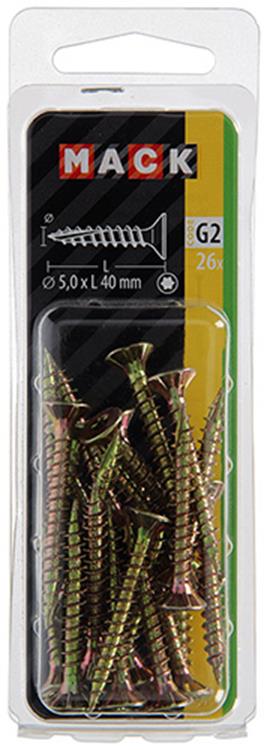Mack 1018021 - spanienplschr.vzkop-selbstmontage gelb plattiert 26 Stück 5,0 x 40 mm | 5 Stück