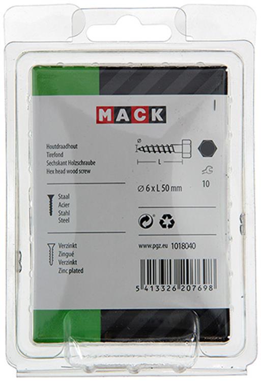 Mack 1018040 - Holzgewindebolzen Stahl verzinkt 28 Stück 6 x 50 mm | 5 Stück