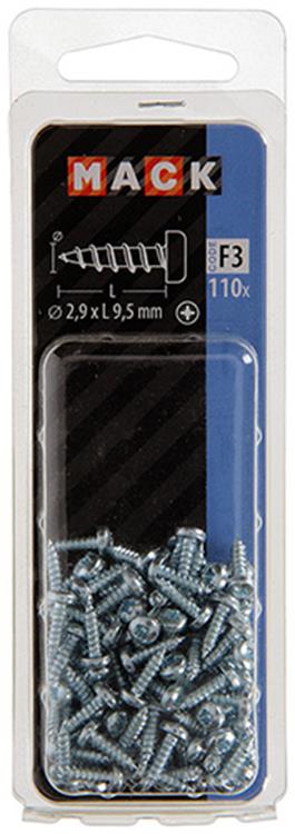 Mack 1018054 - selbstschneidende Schraube Zylinderkopf beschichtet 110 Stück 2,9 x 9,5 mm | 10 Stück