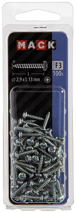 Mack 1018055 - Blechschraube Zylinderkopf verzinkt 100 Stück 2,9 x 13 mm | 10 Stück