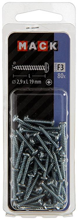 Mack 1018056 - Blechschraube Zylinderkopf verzinkt 80 Stück 2,9 x 19 mm | 10 Stück