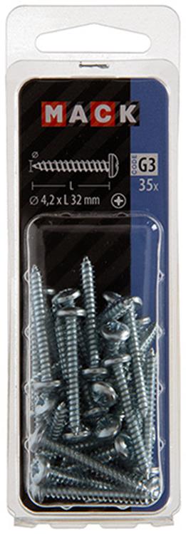 Mack 1018070 - Blechschraube Zylinderkopf verzinkt 35 Stück 4,2 x 32 mm | 5 Stück