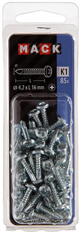 Mack 1018083 – selbstbohrende Schraube Zylinderkopf verzinkt. 85 Stück 4,2 x 16 mm | 5 Stück