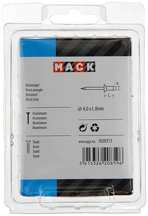 Mack 1020313 - 110 Blindklammern Aluminium 4,0x8mm | 5 Stück