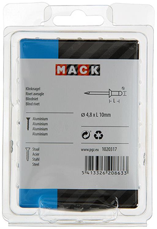 Mack 1020317 - 80 Blindklammern Aluminium 4,8x10mm | 5 Stück