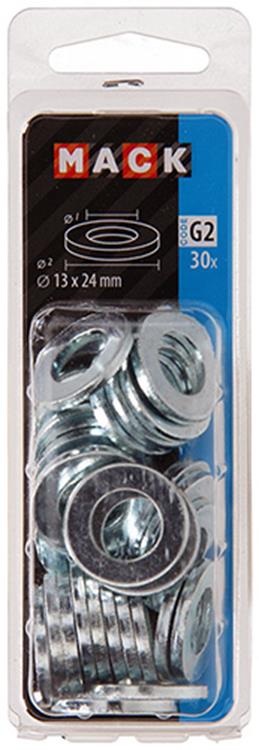Mack 1018120 - Unterlegscheibe Stahl verzinkt 30 Stück 13 x 24 mm | 5 Stück