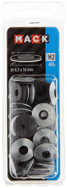 Mack 1018134 - Dichtring Gummi verzinkt 40 Stück 6,5 x 16 mm | 5 Stück