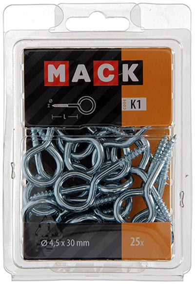 Mack 1018137 - Schrauböse verzinkter Stahl 25 Stück 4,5 x 30 mm | 5 Stück