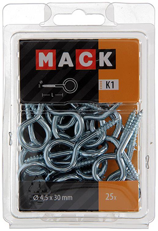 Mack 1018137 - Schrauböse verzinkter Stahl 25 Stück 4,5 x 30 mm | 5 Stück