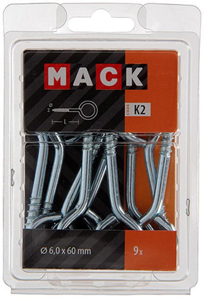Mack 1018139 - Schrauböse verzinkter Stahl 9 Stück 6,0 x 60 mm | 5 Stück