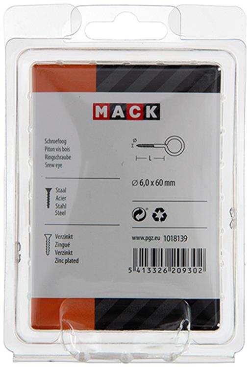 Mack 1018139 - Schrauböse verzinkter Stahl 9 Stück 6,0 x 60 mm | 5 Stück