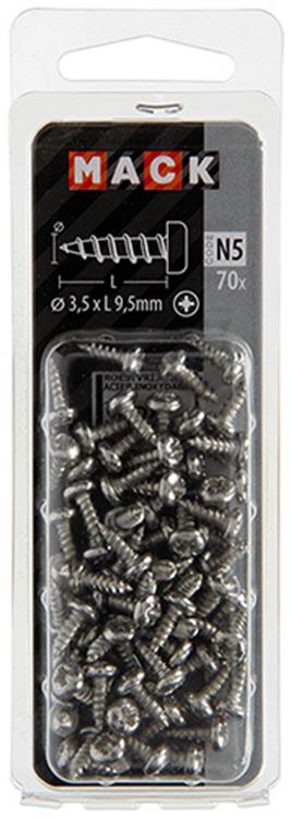Mack 1020015 – selbstschneidende Schraube Zylinderkopf A2 70 Stück 3,5 x 9,5 mm | 5 Stück