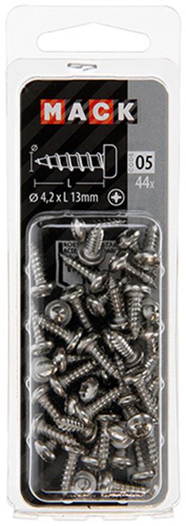 Mack 1020017 - Blechschraube Zylinderkopf A2 44 Stück 4,2 x 13 mm | 5 Stück