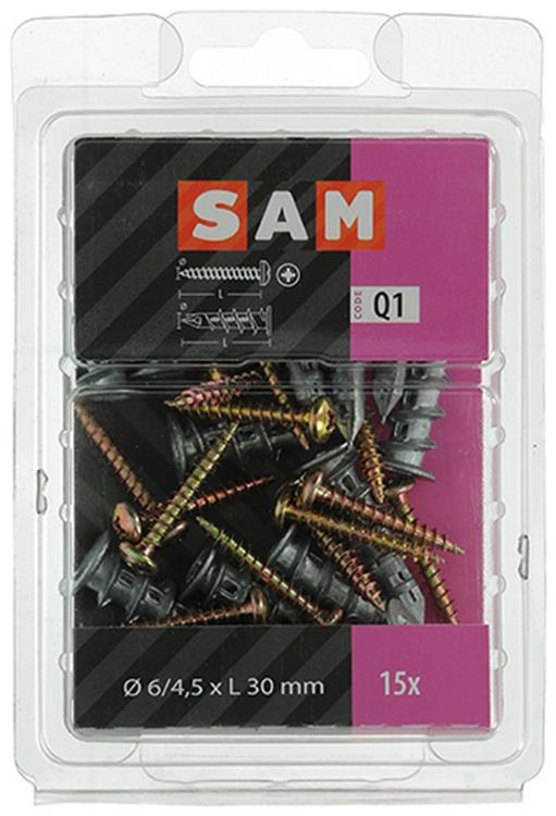 Mack 1018161 – Bohrdübel für Gipskarton + Schraube. Zamak 15 Stück 6 x 38 mm | 5 Stück