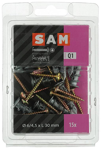 Mack 1018161 – Bohrdübel für Gipskarton + Schraube. Zamak 15 Stück 6 x 38 mm | 5 Stück