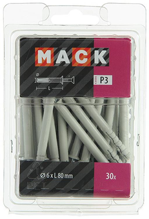 Mack 1018166 - Nylon-Nageldübel Polyamid 30 Stück 6 x 80 mm | 3 Stück
