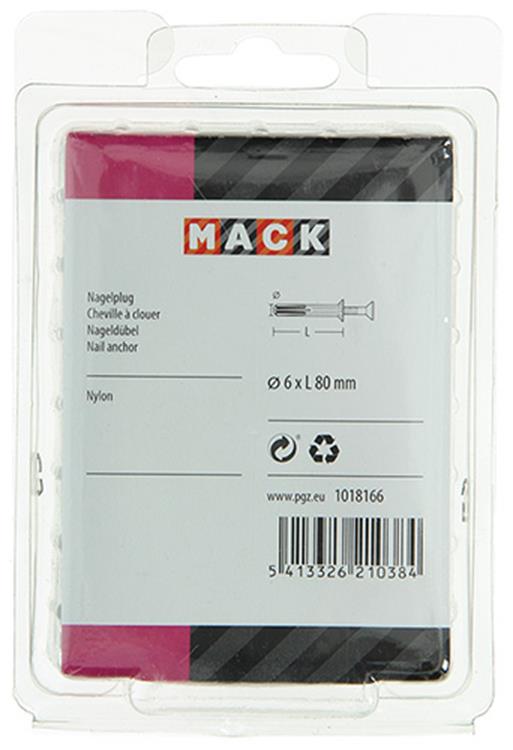 Mack 1018166 - Nylon-Nageldübel Polyamid 30 Stück 6 x 80 mm | 3 Stück