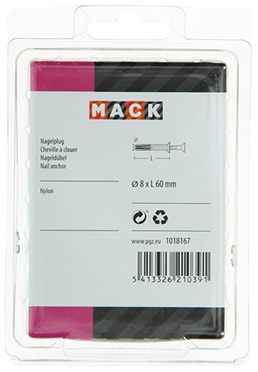 Mack 1018167 - Nylon-Nageldübel Polyamid 25 Stück 8 x 60 mm | 3 Stück