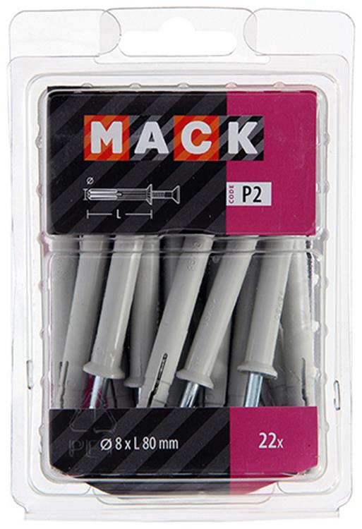 Mack 1018168 - Nylon-Nageldübel Polyamid 22 Stück 8 x 80 mm | 3 Stück