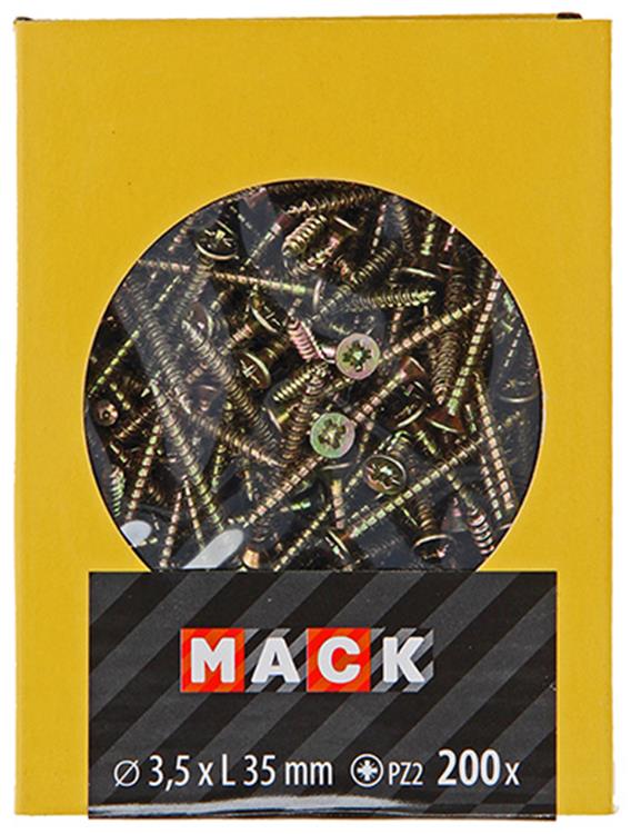 Mack 1020085 - Spanplattenschraube mit Kopf gelb mit 200 Stück 3,5 x 35 mm | 5 Stück