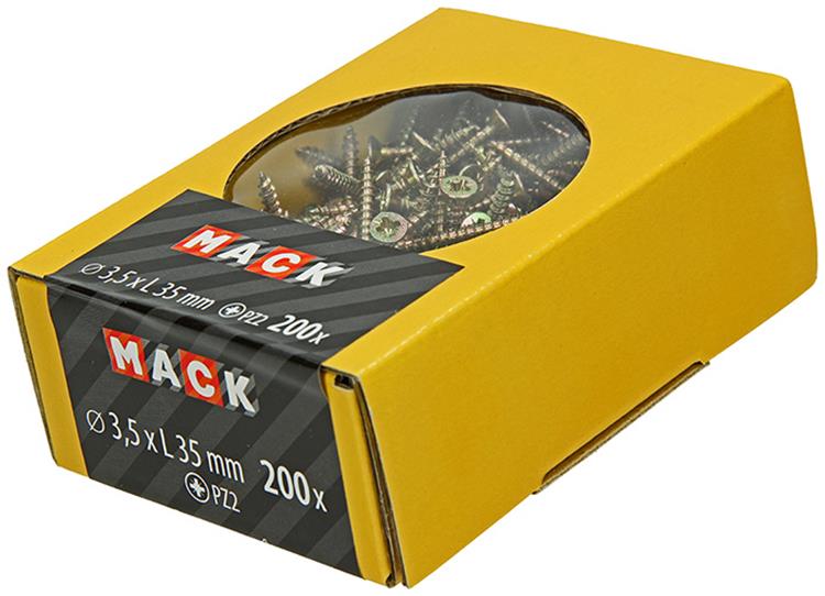Mack 1020085 - Spanplattenschraube mit Kopf gelb mit 200 Stück 3,5 x 35 mm | 5 Stück