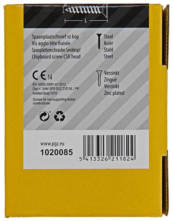 Mack 1020085 - Spanplattenschraube mit Kopf gelb mit 200 Stück 3,5 x 35 mm | 5 Stück