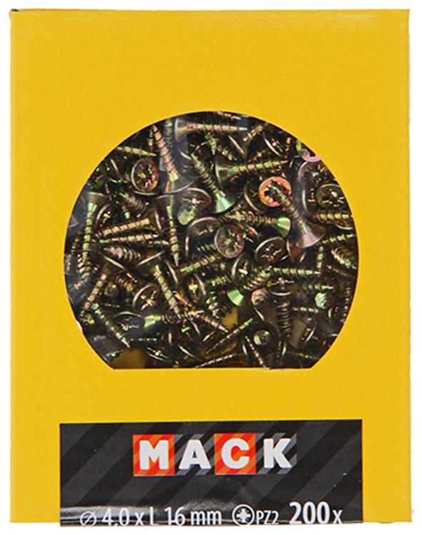 Mack 1020089 - Spanplattenschraube mit Kopf gelb mit 200 Stück 4,0 x 16 mm | 5 Stück